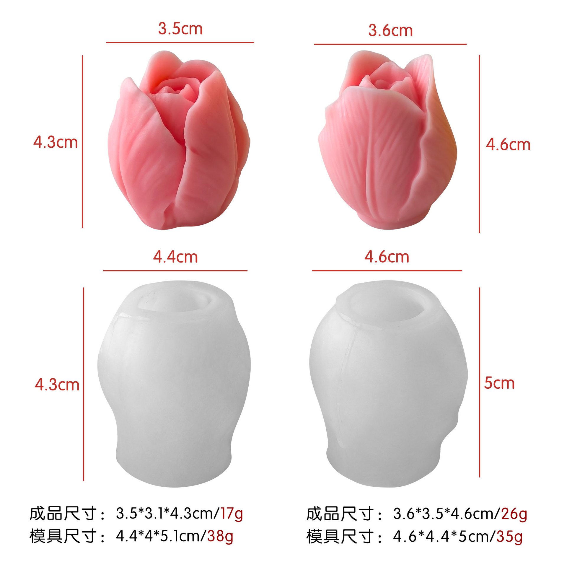 Jiahuimei tridimensional flor ramo vela diy molde de silicona tulipán flor aromaterapia vela hecha a mano jabón abrasivo