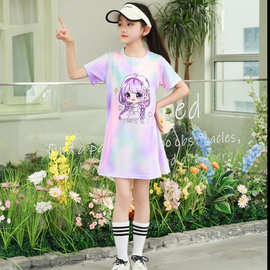 女童连衣裙夏季球服2026扎染裙子女孩运动速干夏装网球