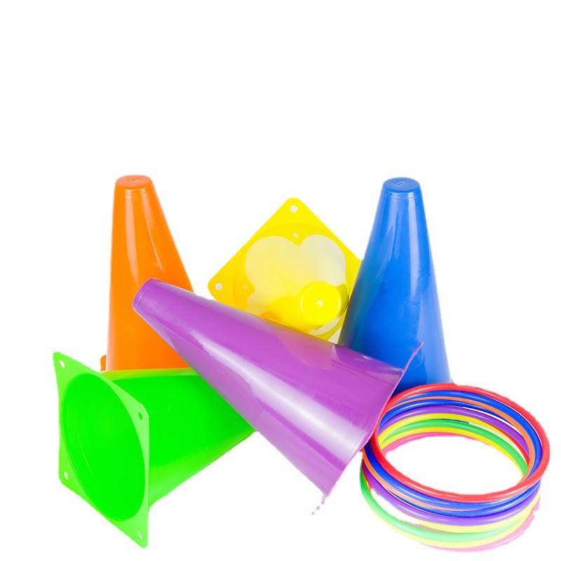 户外体育玩具训练器塑料掷投套圈亲子感应训练掷投套圈彩色障碍桶 5
