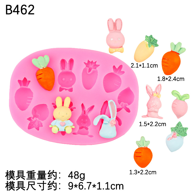 Molde de silicona de conejito de dibujos animados fondant molde de silicona para hornear en forma de rábano molde de decoración de pastel de chocolate de bricolaje