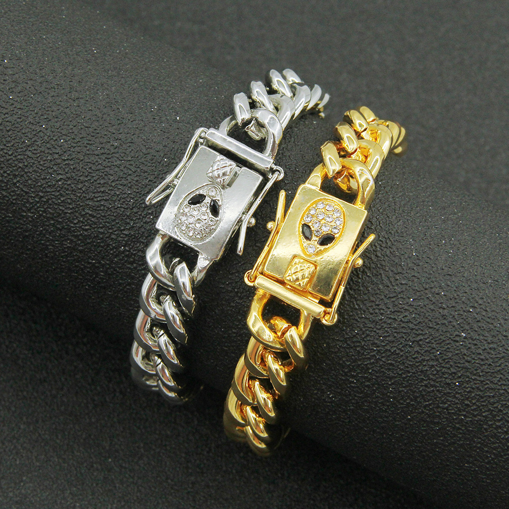 Hip-Hop Solid Color Alloy Inlay Rhinestones Menu0027S Necklace 1 Piece