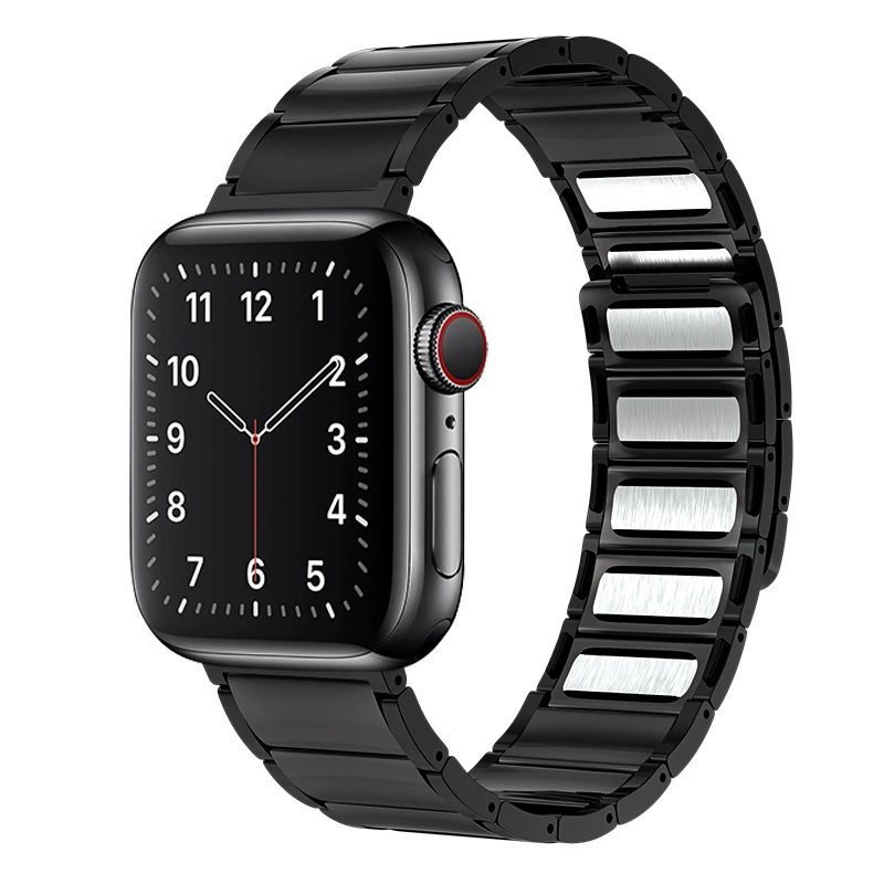 Подходит к Apple 10-го поколения, ремень с магнитной стальной цепью для iWatch S10 46 мм ультра2 черный