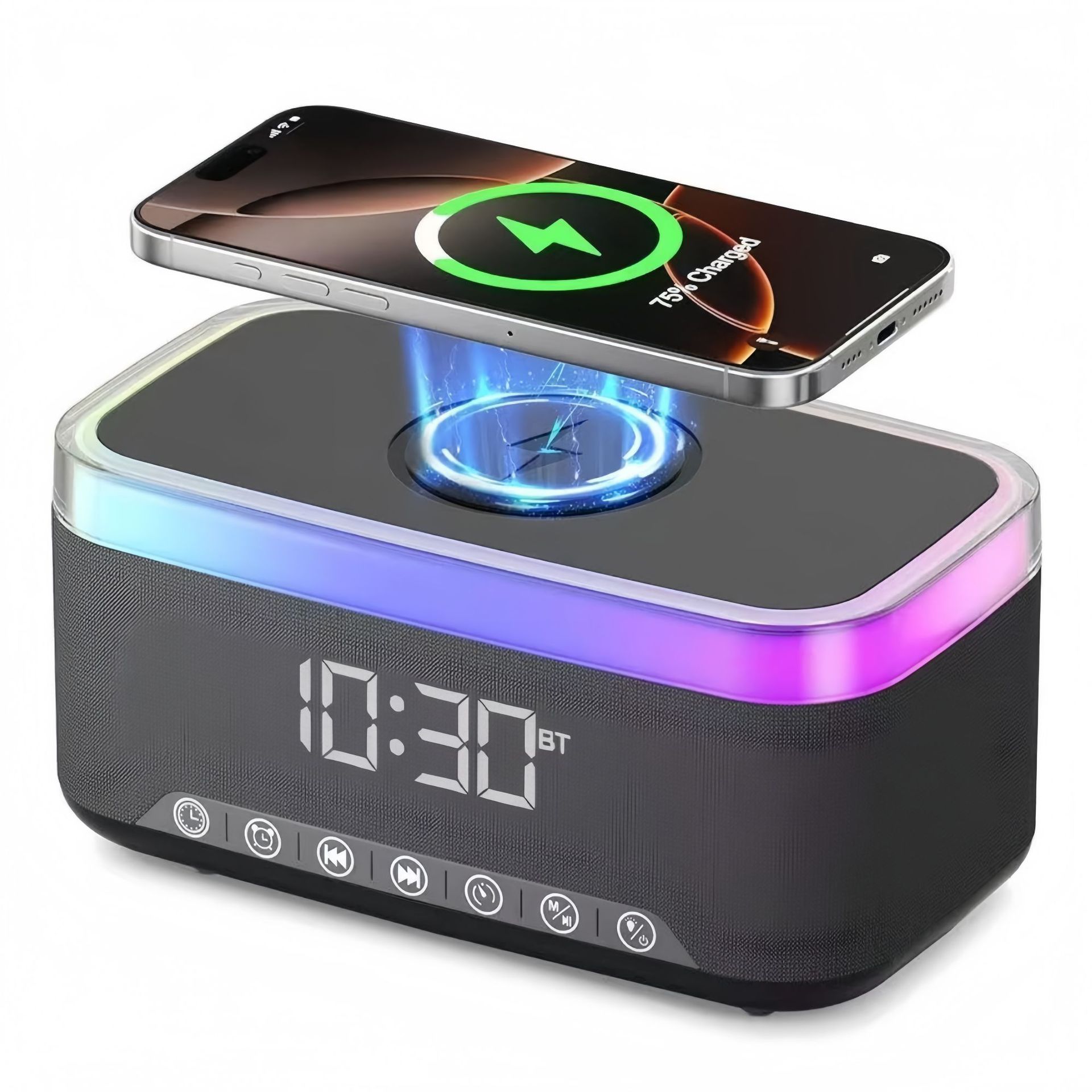 Nuevo altavoz Bluetooth de carga inalámbrica transfronteriza s300 ruido blanco LED luz ambiental tarjeta audio inalámbrico multifunción