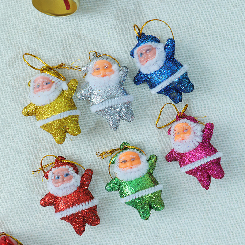 New Mini Santa Claus Pendant Holiday Party Christmas Tree Decoration Hanging Ornaments Color Gold Powder Christmas Doll
