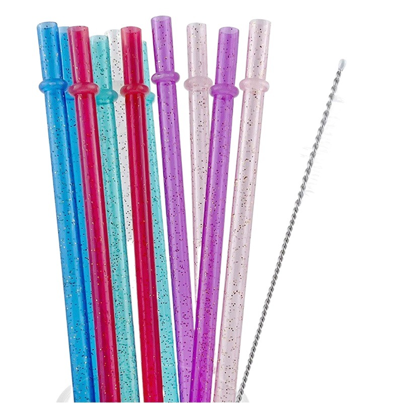 Nueva paja de plástico desechable color sólido paja de polvo de plata endurecida paja creativa paja de fiesta al por mayor