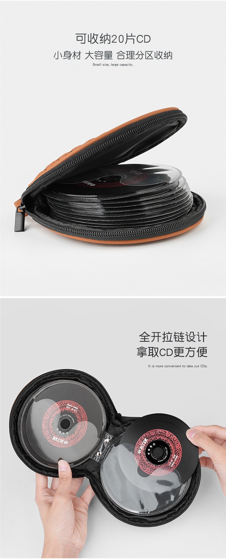 Large-Capacity Cd Storage Box Cd Set of 20 Discs Disc Bag Disc Holder Dvd Case Car Accessories Cd Box