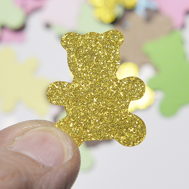 Tema del partido mesa de postre mesa de escritorio decoración oso colorido papel trozos 100 piezas de acrílico