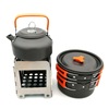 Outdoor hiking wild camps pot teapot firewood furnace combination wild cooker teapot with firewood furnace i198986a3