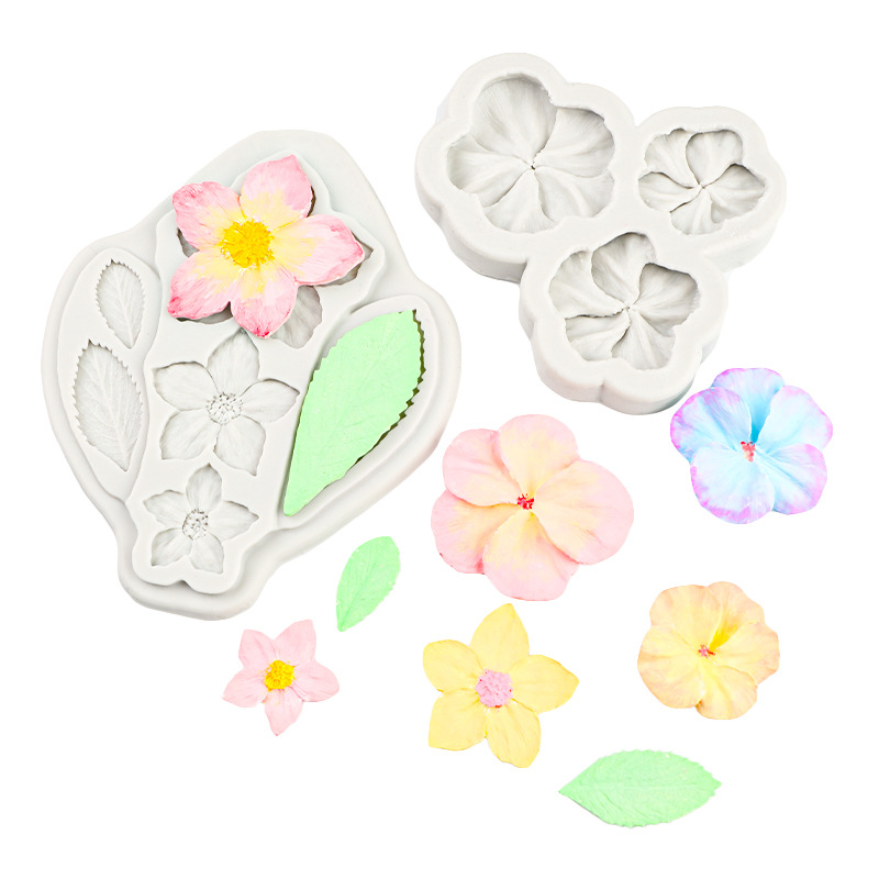 Flor fondant Frangipani Molde de silicona Decoración de pastel de hojas Mousse de chocolate Molde de fondant Molde de yeso de aromaterapia