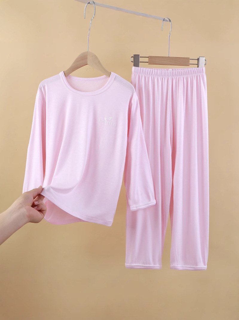 Conjunto de moda infantil de verano delgado niño de manga larga ropa de aire acondicionado para niños mayores ropa de hogar para niñas pijamas