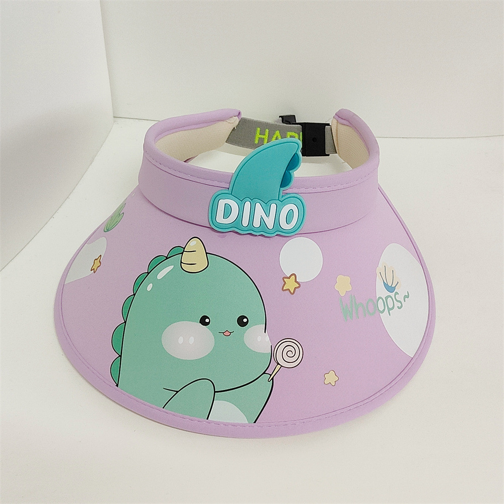 Niños de verano dibujos animados dinosaurio sombrilla exterior protección solar grandes aleros lindo sombrero de techo vacío protección UV sombrero de sol