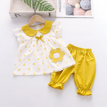 童装批发新款夏季2023韩版儿童服装花边宝宝衣服可爱品质女童套装