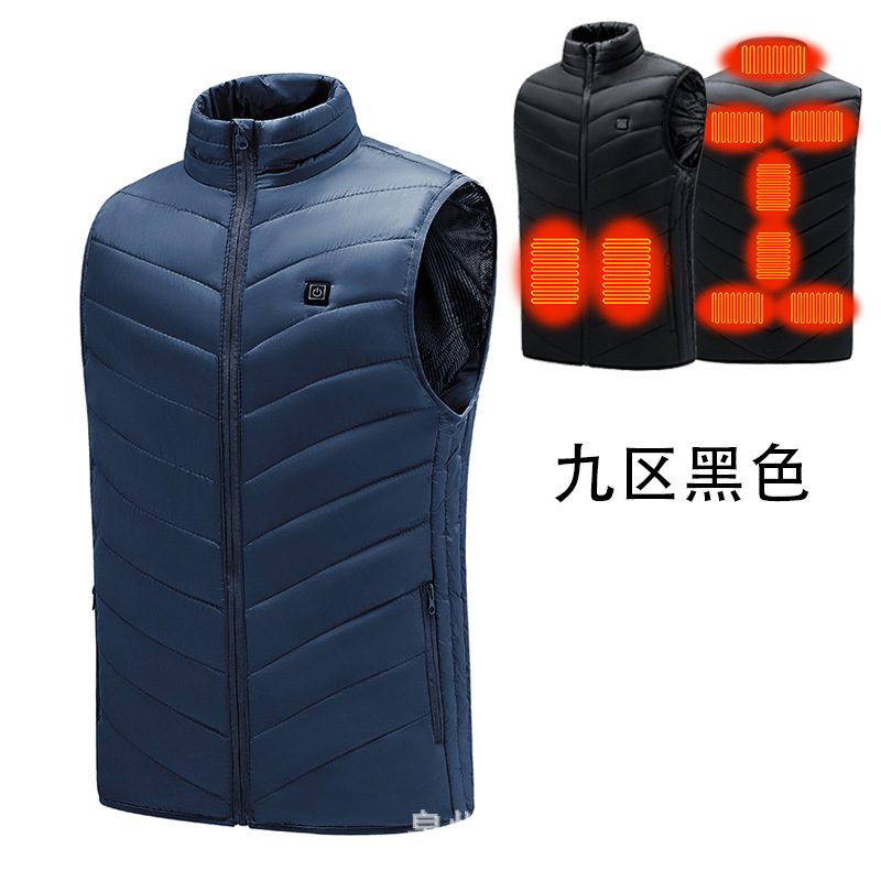 Transfronterizo nuevo Distrito 9 calefacción hombres y mujeres calefacción chaleco invierno cálido inteligente carga calefacción chaleco fábrica al por mayor
