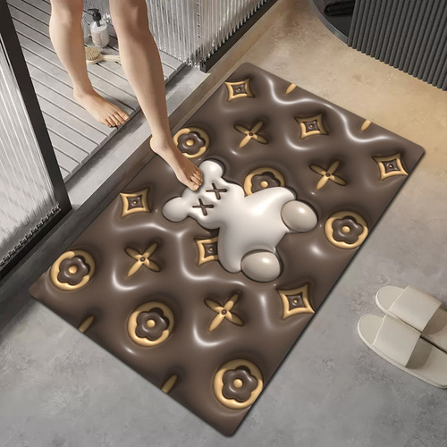 Violent bear visual expansion diatom mud floor mat bathroom absorbent quick-drying floor mat toilet door non-slip floor mat on behalf of