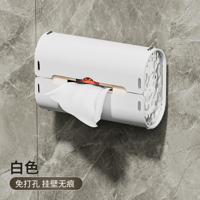 Caja de pañuelos con ventosa, silicona, sin perforación, baño y sala, organizador