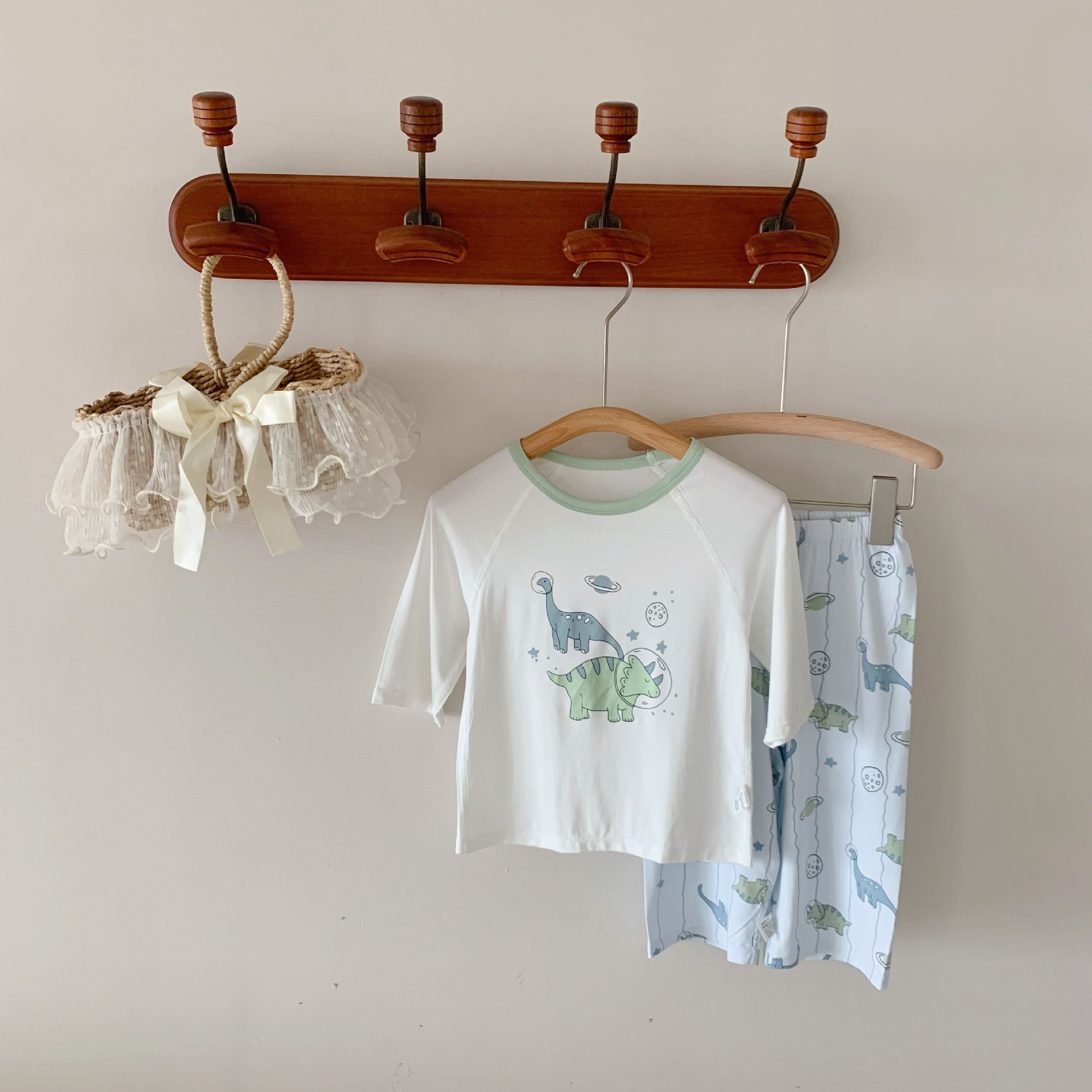 Children's Pajamas Home Clothes 7-Sleeve Capri Pants suit AB Edition Children's Air-conditioning Clothes with Rulas Class A Modal Pajamas