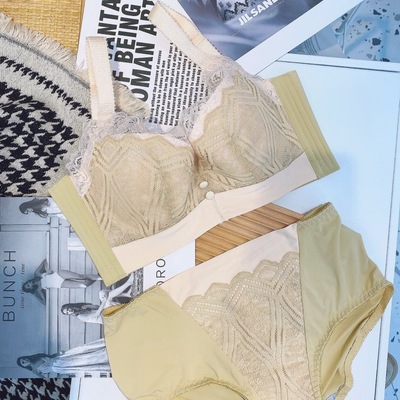 美容院新款内衣性感蕾丝撞色石墨烯聚拢上托收副乳调整型文胸|ms