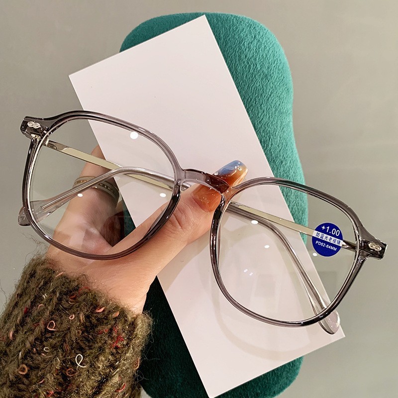 新しいファッショナブルな雰囲気の老眼鏡、超軽量、抗ブルーライト、多用途、美白、高齢者用メガネ、トレンディなシンプルな大型フレームメガネ|undefined