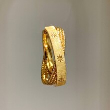 小红书爆款水星记小双环拉丝复古手工芒星戒指个性星芒清冷感指环