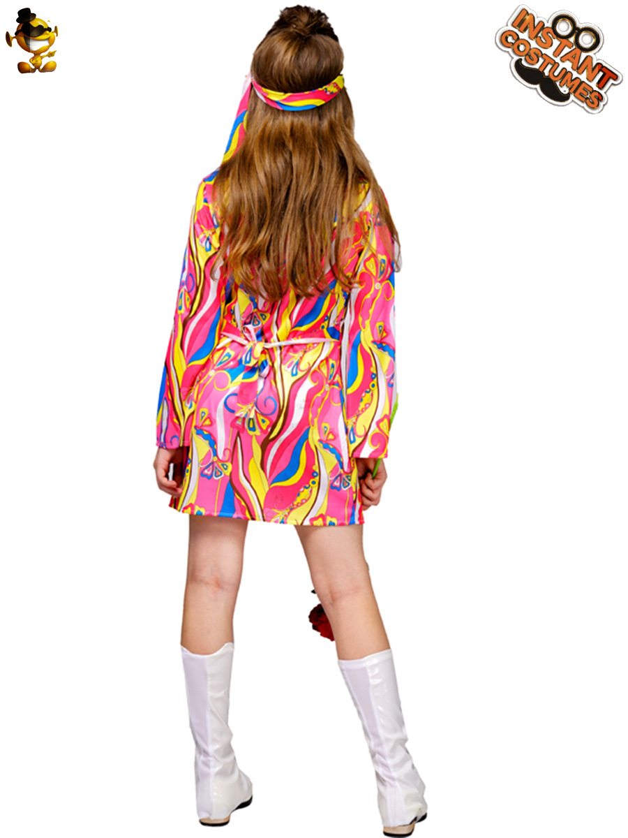 Niña niños retro hippie traje niñas discoteca trajes del funcionamiento de la etapa Cosplay