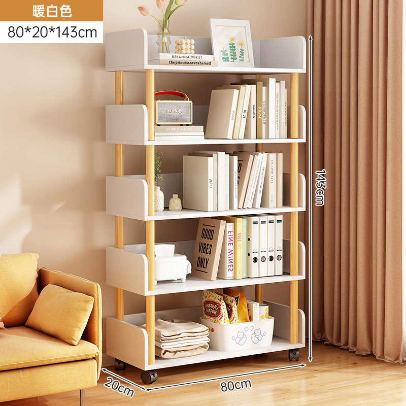 Estantería de almacenamiento de piso estante de almacenamiento dormitorio montado en la pared con ruedas simple moderno producto estante de almacenamiento estante