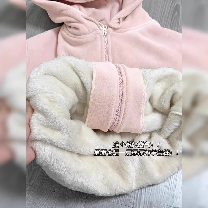 加绒加厚羊羔毛卫衣外套女春秋新款摇粒绒上衣特厚羊羔绒开春外搭|undefined