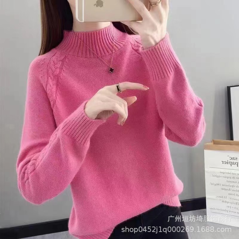 港风厚款包芯纱大版毛衣女青年女装大码毛衫批发2025新款