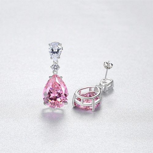 PAG&MAG bridal earrings 925 silver women's high-end retro palace style pink gemstone earrings earrings and earrings