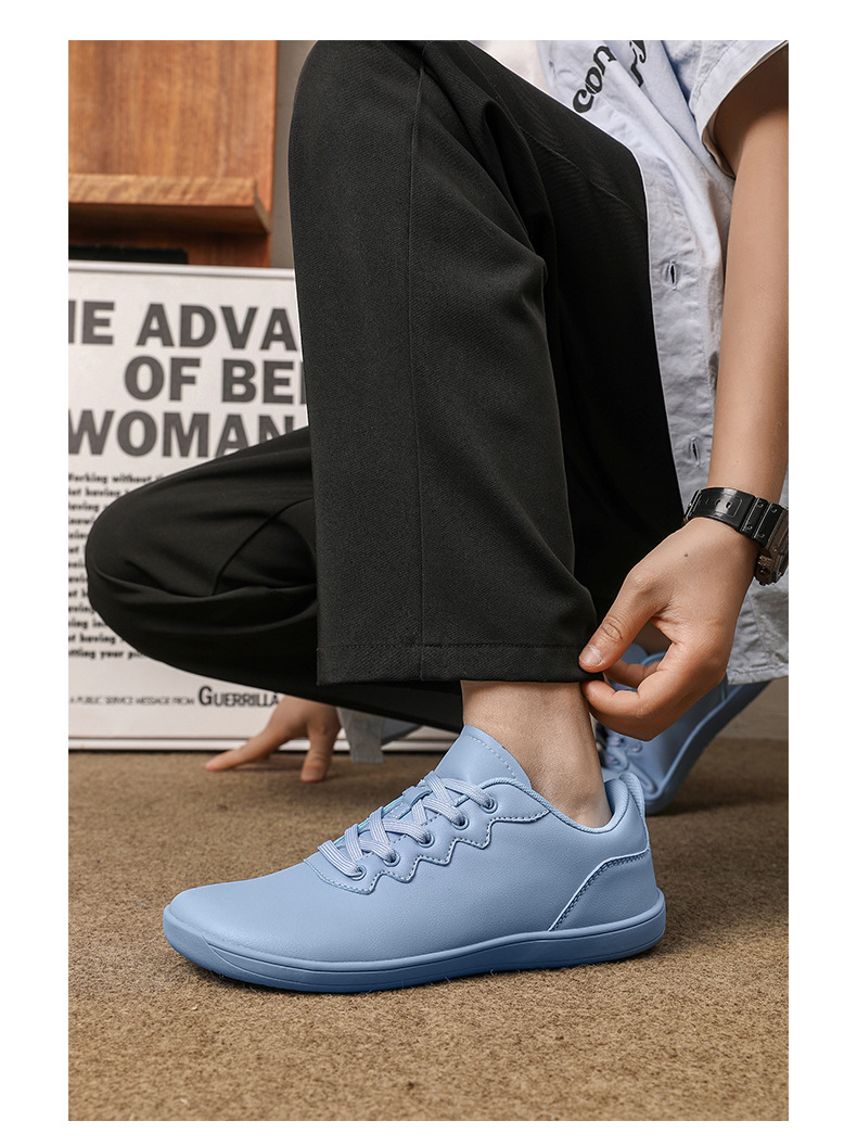 Unisex Barefoot Shoes Wide Toe Lightweight Soft Leather Trainers_voghion.com