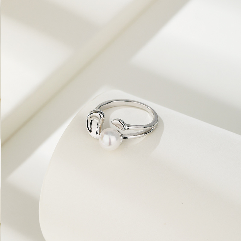 S925 plata esterlina barroco anillo de perlas de agua dulce femenino nicho diseño anillo de alto sentido personalidad temperamento anillo de dedo índice