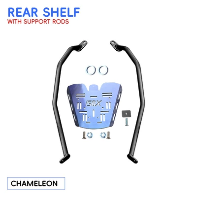 Motorcycle bumper bars, front and rear exhaust - chameleonenhanced-rear-rack-with-reinforced-support-rods