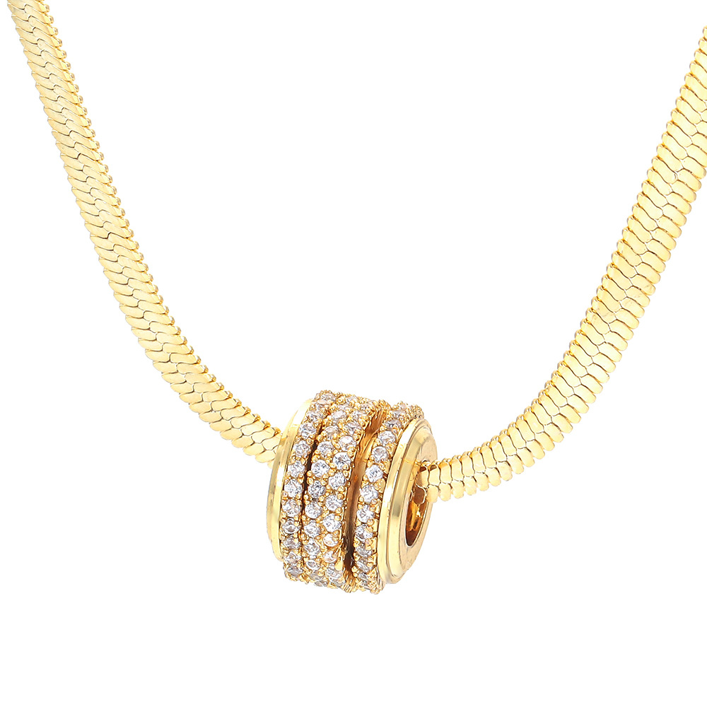 10g Weight Zircon Inlay Material Simple Style Geometric Copper Plating Zircon Necklace 1 Piece