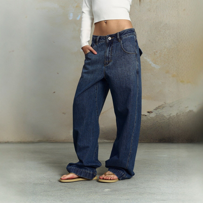 2026 New Spring and Summer Paris Buckle Design Jeans for Women, Loose Summer Straight-Leg Floor-Length Wide-Leg Pants Women's Clothing