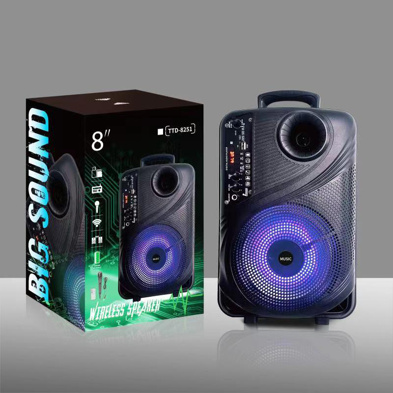 東南アジア8インチ屋外広場舞リモコンbluetoothスピーカーマイク大音量携帯カードカラーライト音響|undefined