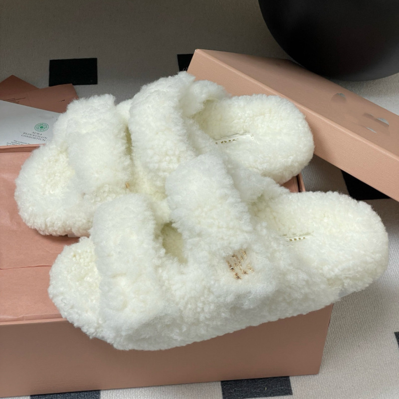 鼎版  25秋冬新款真皮羊羔毛拖鞋厚底外穿女皮毛一体松糕底毛毛鞋|undefined