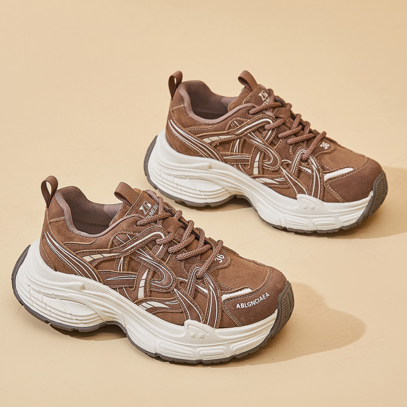 2026 Trendy New Thick-Soled Dad Shoes for Women, Brown, Paris Style, Spring and Autumn Running Sports Casual Shoes 2026 Trendy New Thick-Soled Dad Shoes for Women, Brown, Paris Style, Spring and Autumn Running Sports Casual Shoes