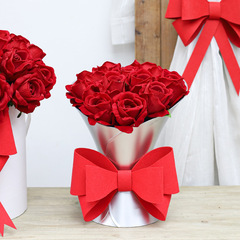 Heart's Day 3D Red Large Bow Flower Bouquet Gift Box Hug Tub Decoration Wedding Festive Scene Arrangement Wholesale
