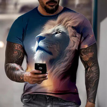 2024夏季跨境T恤欧美嘻哈系列数码3D印花男士街头短袖运动T恤