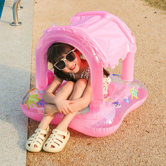 Handle-equipped sunshade swim ring baby seat ring infant sunshade seat boat inflatable sit ring swim ring water play ring