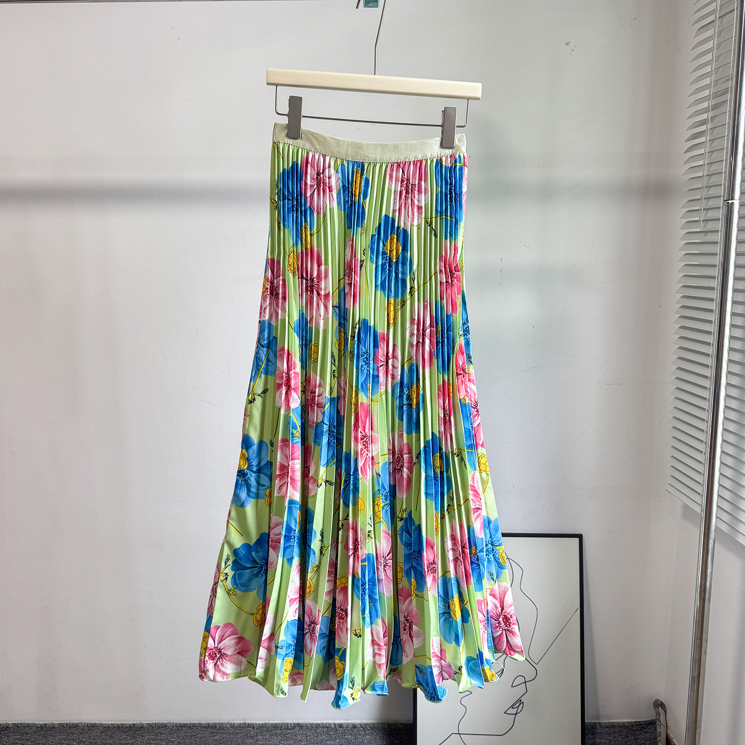Women's Retro Print Pleated Skirt High Waist A-Line Midi Fashion Skirt for Commuting Summer Long Skirt European And American Style_ecoleips.com