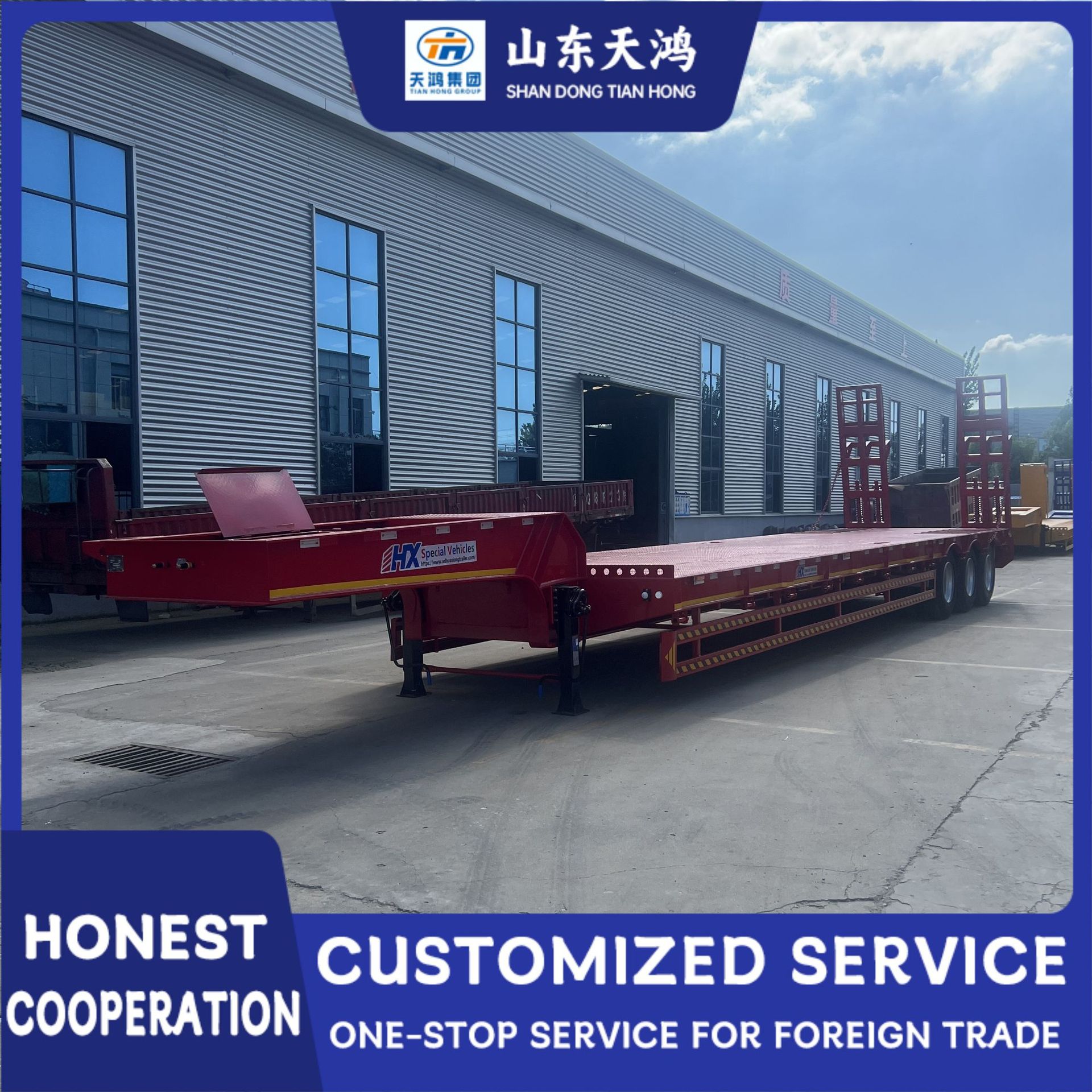 Source Factory Supplies Wholesale Heavy-Duty Low-Bed Engineering Machinery Trailers and Semi-Trailers to Southeast Asia, Middle East, and Africa