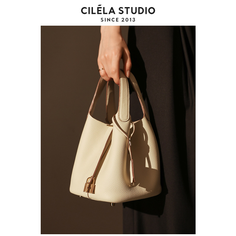 【手工蜡线缝制】菜篮子包togo头层牛皮水桶包真皮女包手提手拎包