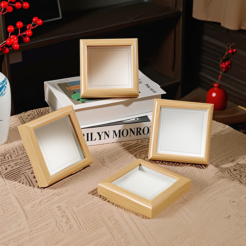 木製小さなフォトフレームテーブル diy シンプルなリビングルームの寝室の装飾壁掛けフォトフレーム立体中空額縁装飾品|undefined