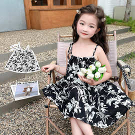女童连衣裙2026夏季儿童吊带裙新款洋气女孩碎花裙子女宝宝可爱群