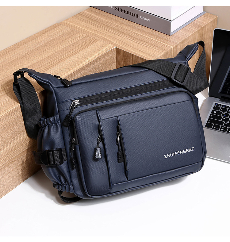 Large-capacity multi-layer men's bag with zipper, fashionable water-resistant crossbody bag, business small backpack, lightweight travel single-shoulder bag undefined