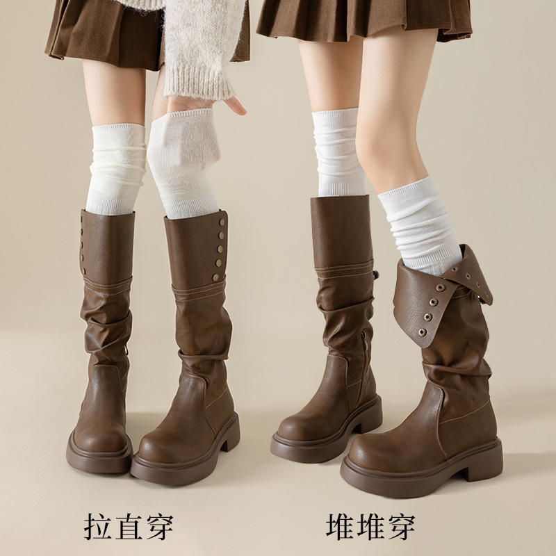 Long Boot Socks for Women to Pair with Boots, Over-The-Knee Socks for Spring and Autumn, White Thigh-High Socks for Winter