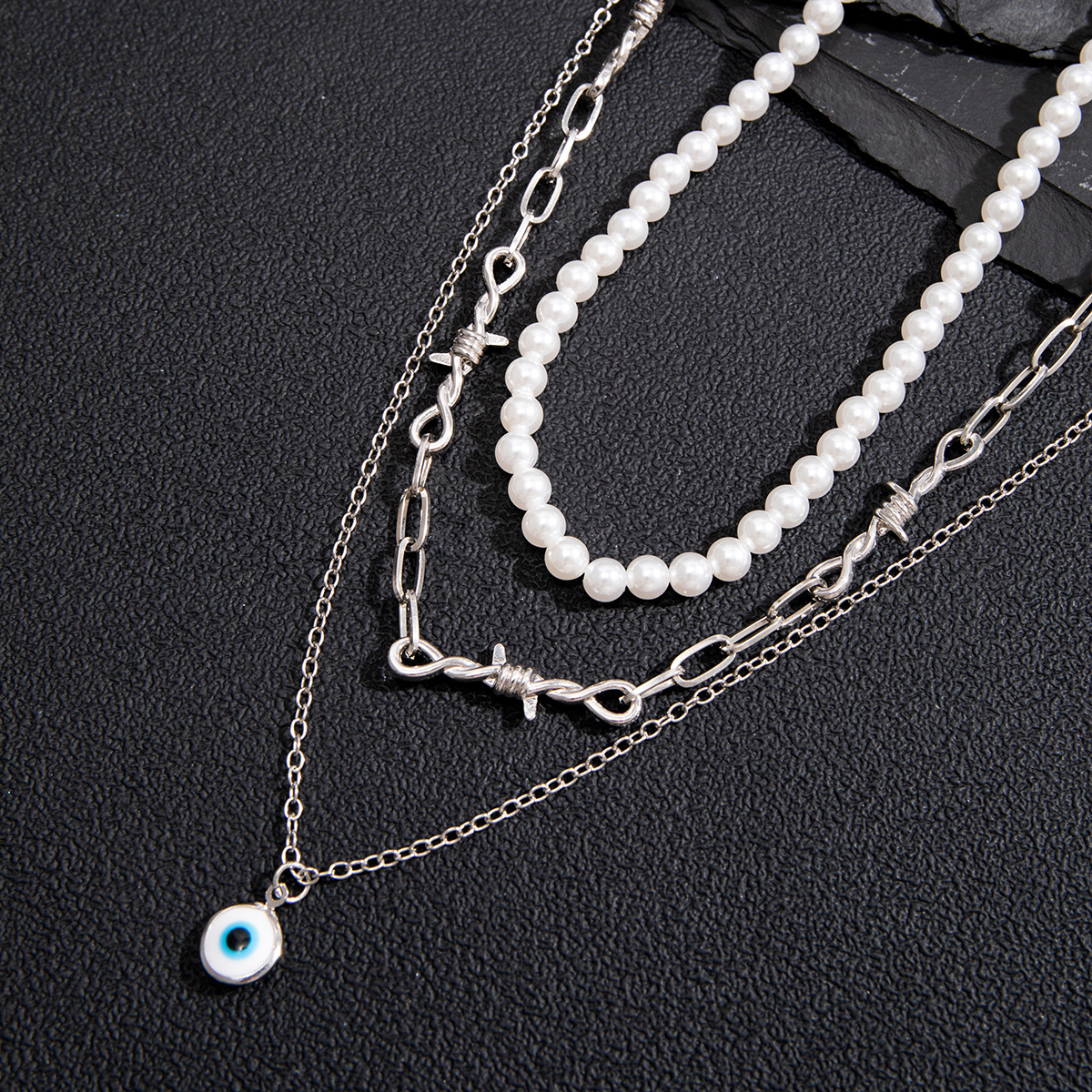 Imitation Pearl, Alloy Material Simple Style Classic Style Solid Color Imitation Pearl Alloy Pearl Men's Layered Necklaces Men Necklace Sets