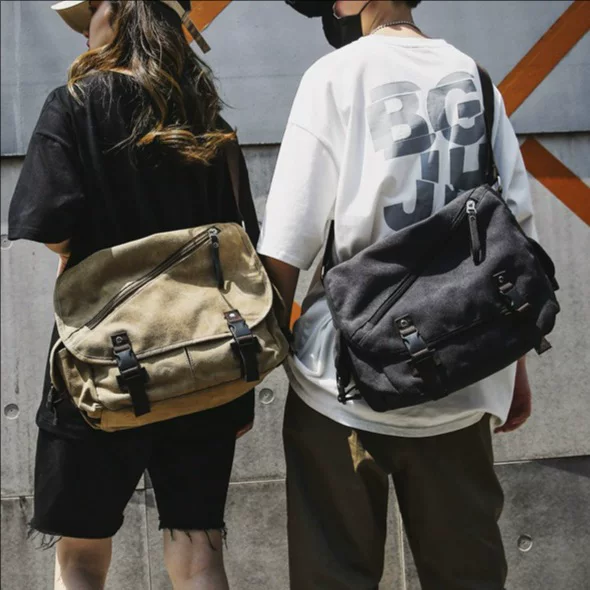 Cross-Border Amazon Men's Retro Canvas Bag Large Capacity Messenger Bag Trendy Crossbody Bag Men's Fashionable Shoulder Bag