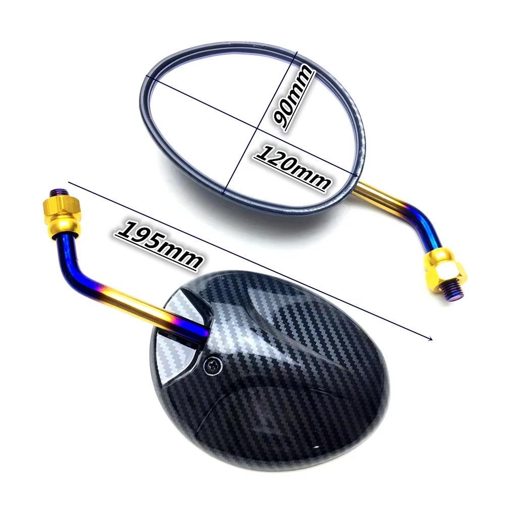 10mm Universal Black Rearview Mirror for Suzuki, Yamaha, Kawasaki, Ducati Motorcycles and Scooters