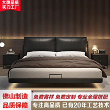 极简悬浮床现代简约真皮床主卧室悬空网红床软包床靠背意式皮艺床